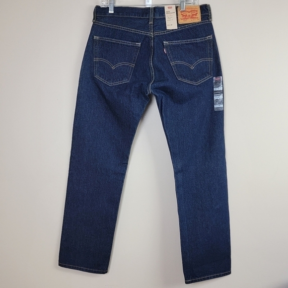 NEW Levi's Men's 505 Regular Straight Leg Sz 33X30 Dark Wash Denim Blue Jeans - Picture 3 of 16